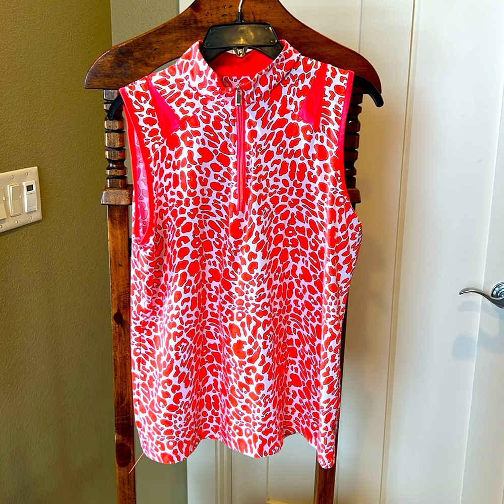 Orange animal print golf shirt